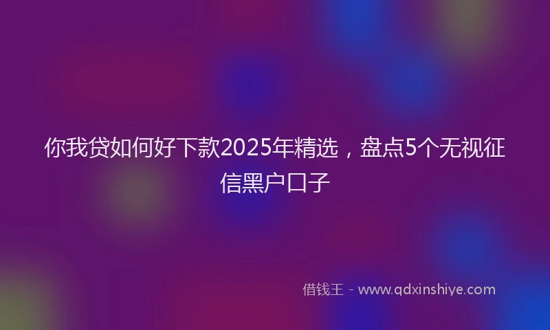 你我贷如何好下款2025年精选，盘点5个无视征信黑户口子