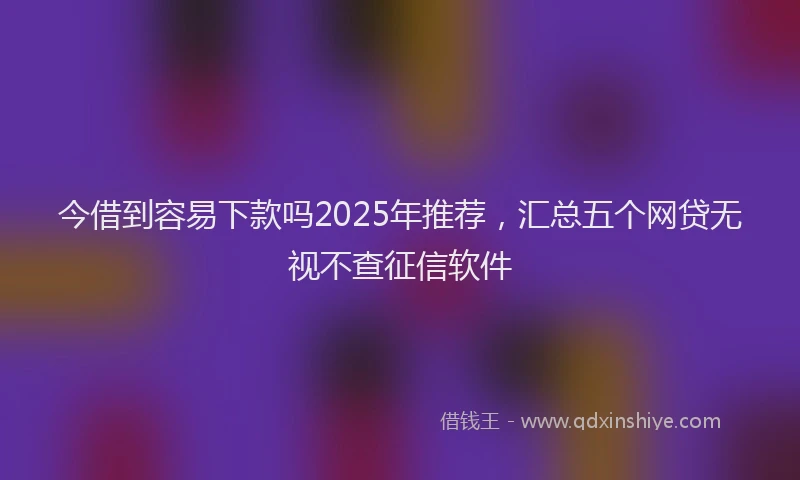 今借到容易下款吗2025年推荐，汇总五个网贷无视不查征信软件