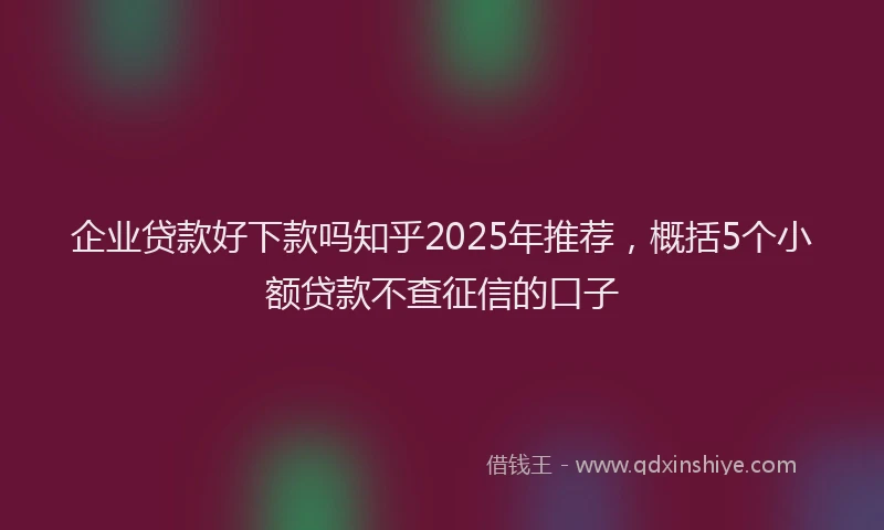 企业贷款好下款吗知乎2025年推荐,概括5个小额贷款不查征信的口子