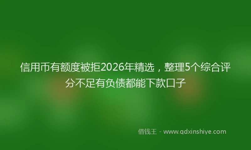 信用币有额度被拒2026年精选，整理5个综合评分不足有负债都能下款口子