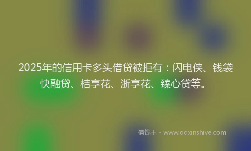 2025年的信用卡多头借贷被拒有：闪电侠、钱袋快融贷、桔享花、浙享花、臻心贷等。