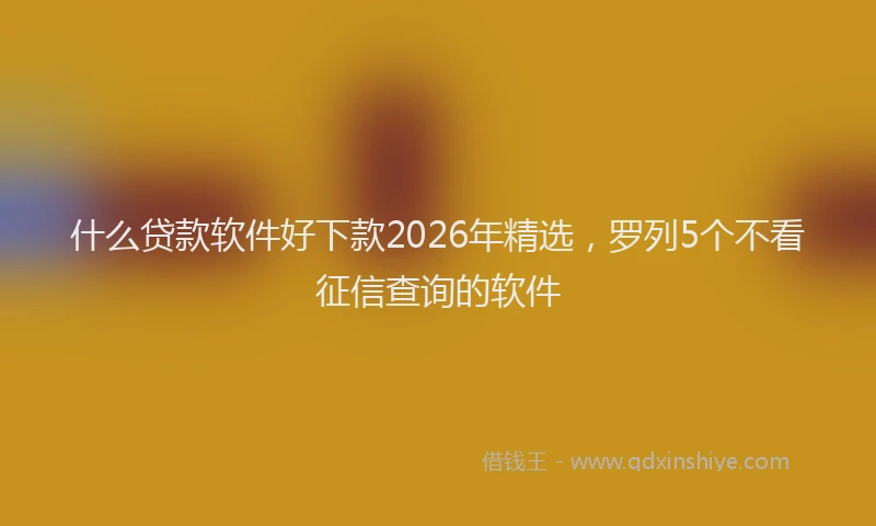 什么贷款软件好下款2026年精选，罗列5个不看征信查询的软件