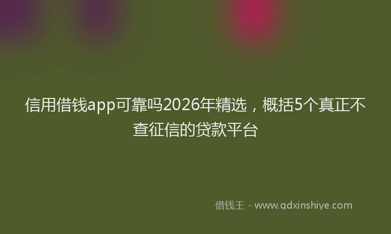 信用借钱app可靠吗2026年精选，概括5个真正不查征信的贷款平台