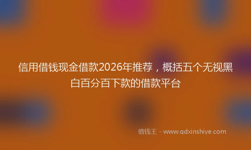 信用借钱现金借款2026年推荐，概括五个无视黑白百分百下款的借款平台
