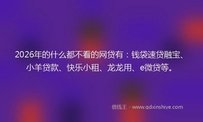 2026年的什么都不看的网贷有:钱袋速贷融宝、小羊贷款、快乐小租、龙龙用、e微贷等。