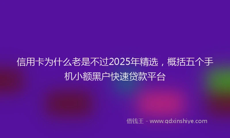 信用卡为什么老是不过2025年精选，概括五个手机小额黑户快速贷款平台