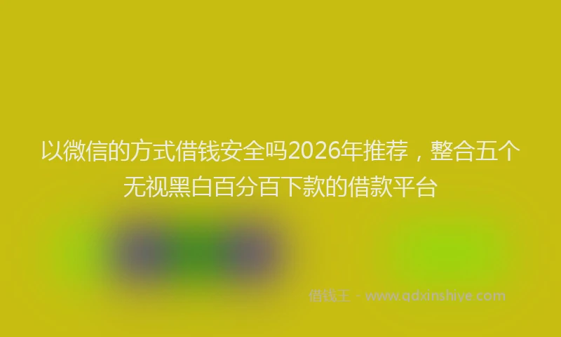 以微信的方式借钱安全吗2026年推荐，整合五个无视黑白百分百下款的借款平台