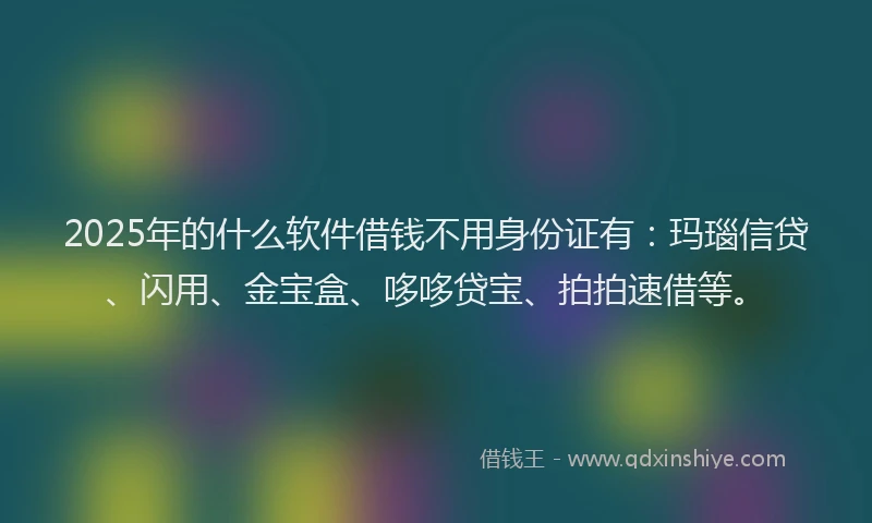2025年的什么软件借钱不用身份证有：玛瑙信贷、闪用、金宝盒、哆哆贷宝、拍拍速借等。