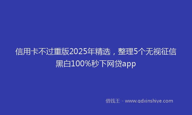 信用卡不过重版2025年精选，整理5个无视征信黑白100%秒下网贷app