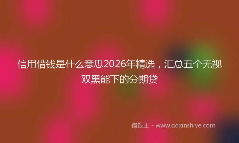 信用借钱是什么意思2026年精选，汇总五个无视双黑能下的分期贷