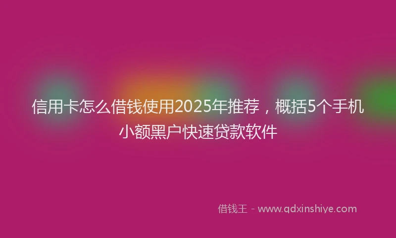 信用卡怎么借钱使用2025年推荐，概括5个手机小额黑户快速贷款软件