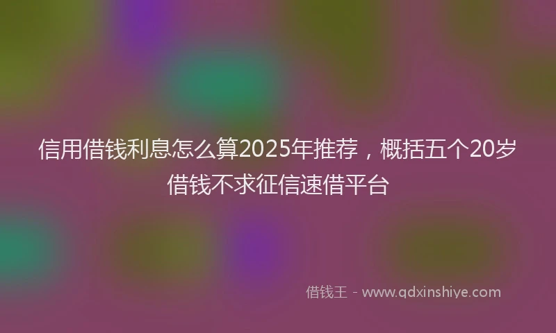 信用借钱利息怎么算2025年推荐，概括五个20岁借钱不求征信速借平台