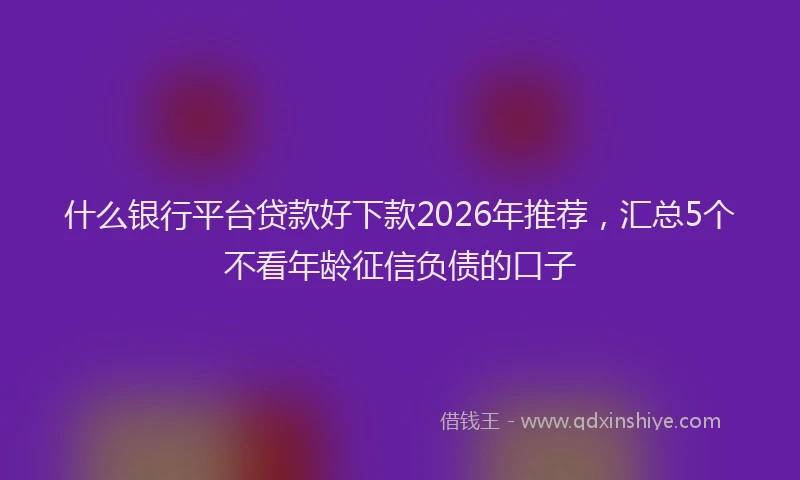 什么银行平台贷款好下款2026年推荐，汇总5个不看年龄征信负债的口子