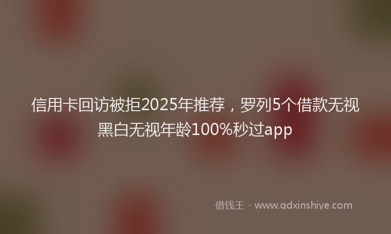 信用卡回访被拒2025年推荐，罗列5个借款无视黑白无视年龄100%秒过app