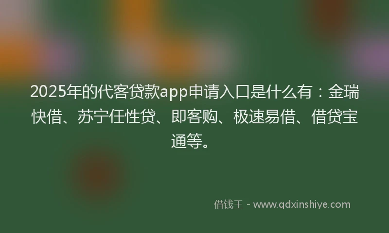 2025年的代客贷款app申请入口是什么有：金瑞快借、苏宁任性贷、即客购、极速易借、借贷宝通等。