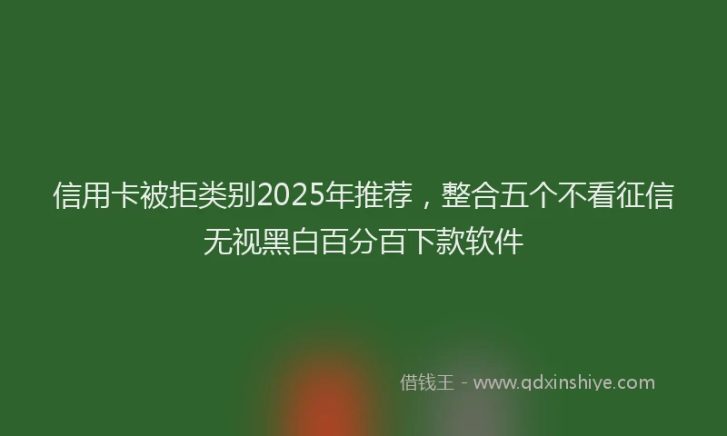 信用卡被拒类别2025年推荐，整合五个不看征信无视黑白百分百下款软件
