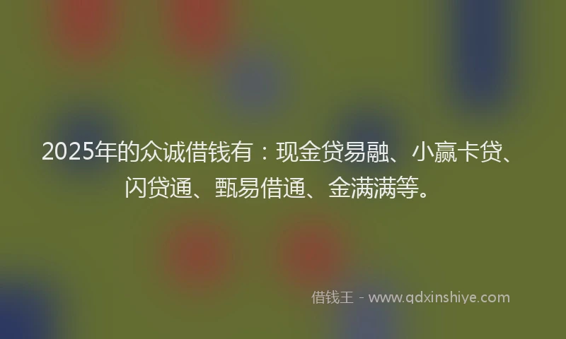 2025年的众诚借钱有：现金贷易融、小赢卡贷、闪贷通、甄易借通、金满满等。