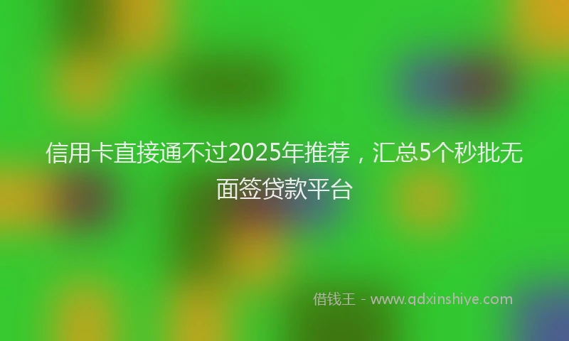 信用卡直接通不过2025年推荐，汇总5个秒批无面签贷款平台