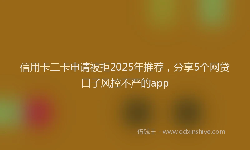 信用卡二卡申请被拒2025年推荐，分享5个网贷口子风控不严的app