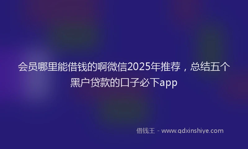 会员哪里能借钱的啊微信2025年推荐，总结五个黑户贷款的口子必下app