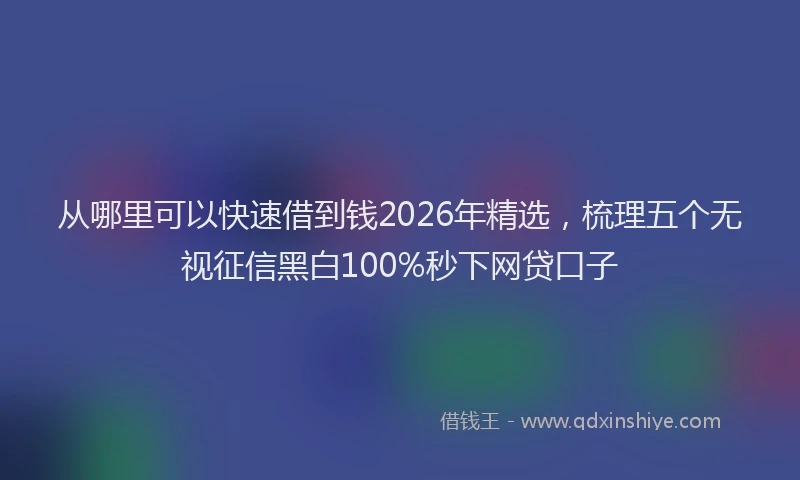 从哪里可以快速借到钱2026年精选，梳理五个无视征信黑白100%秒下网贷口子