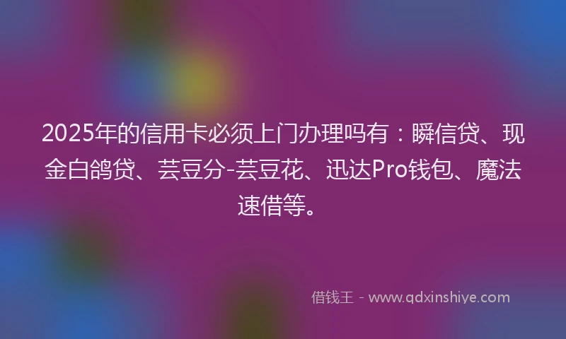 2025年的信用卡必须上门办理吗有:瞬信贷、现金白鸽贷、芸豆分-芸豆花、迅达Pro钱包、魔法速借等。