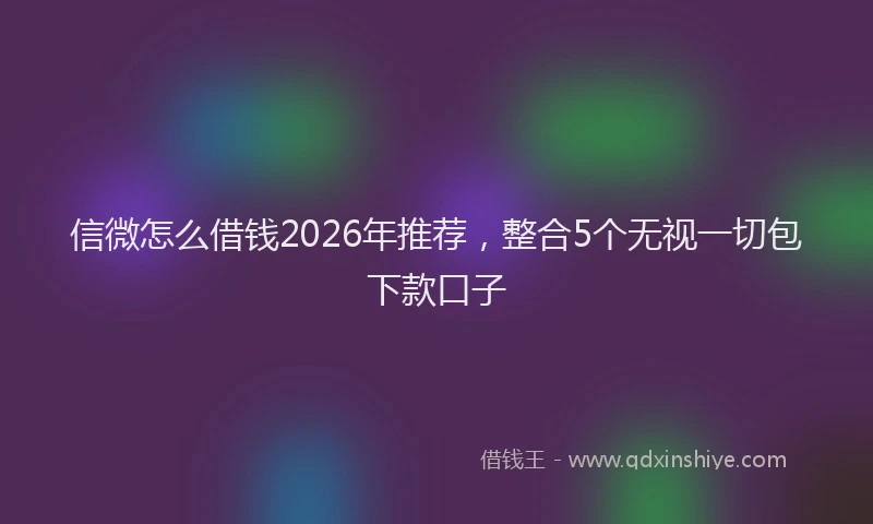 信微怎么借钱2026年推荐，整合5个无视一切包下款口子