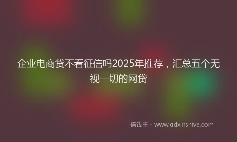 企业电商贷不看征信吗2025年推荐，汇总五个无视一切的网贷