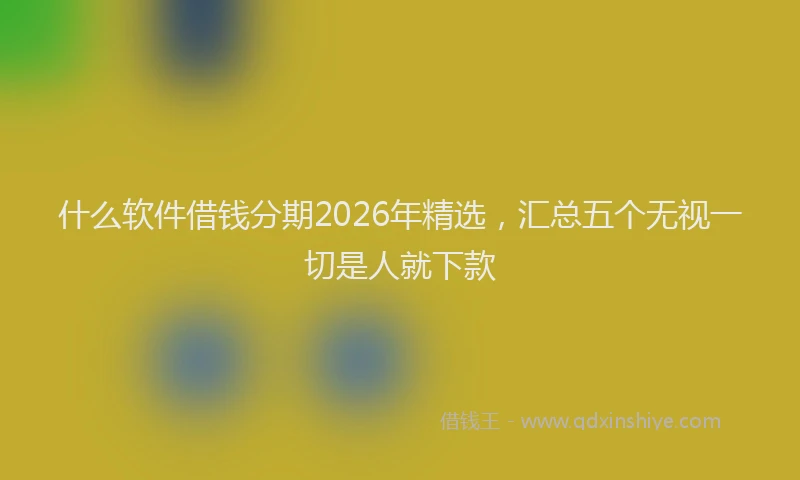 什么软件借钱分期2026年精选，汇总五个无视一切是人就下款
