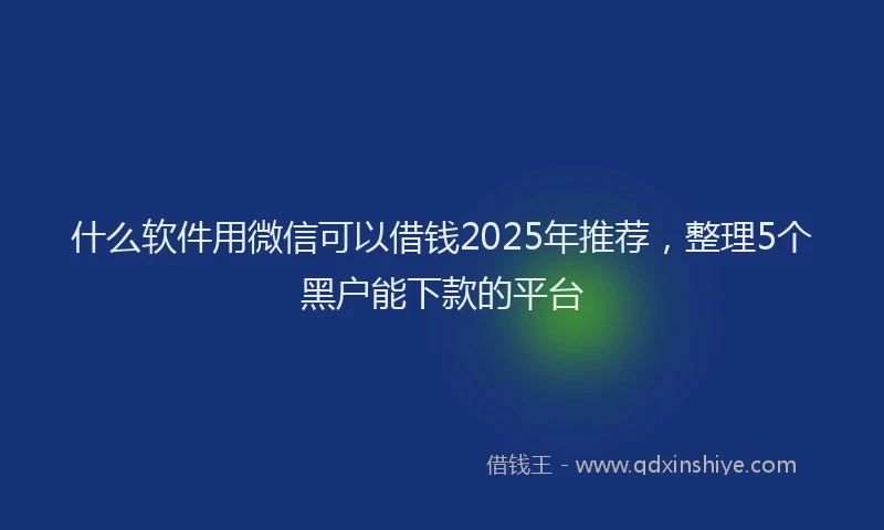 什么软件用微信可以借钱2025年推荐，整理5个黑户能下款的平台