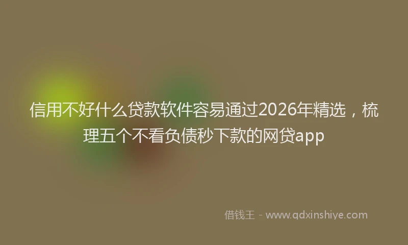 信用不好什么贷款软件容易通过2026年精选，梳理五个不看负债秒下款的网贷app