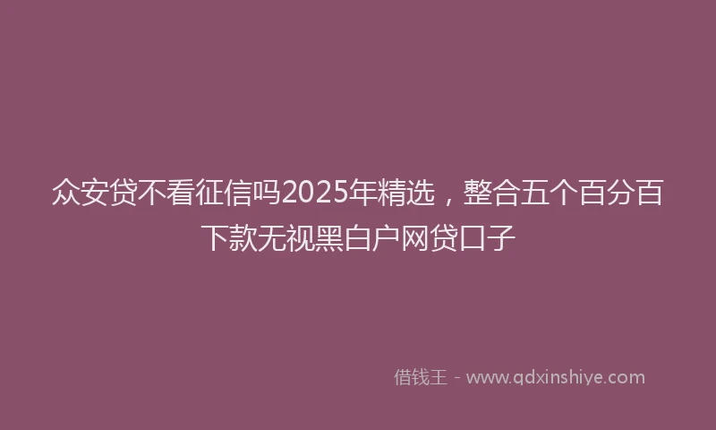 众安贷不看征信吗2025年精选，整合五个百分百下款无视黑白户网贷口子