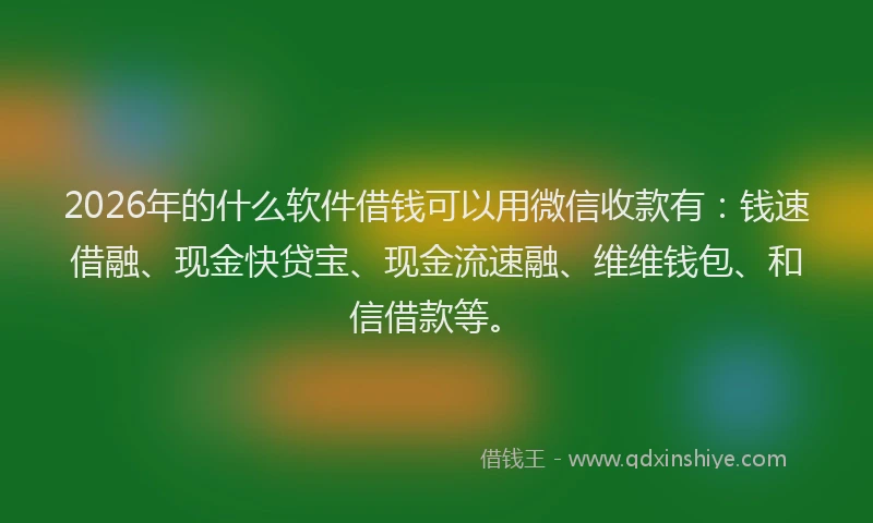2026年的什么软件借钱可以用微信收款有：钱速借融、现金快贷宝、现金流速融、维维钱包、和信借款等。