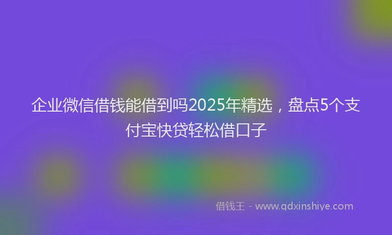 企业微信借钱能借到吗2025年精选,盘点5个支付宝快贷轻松借口子