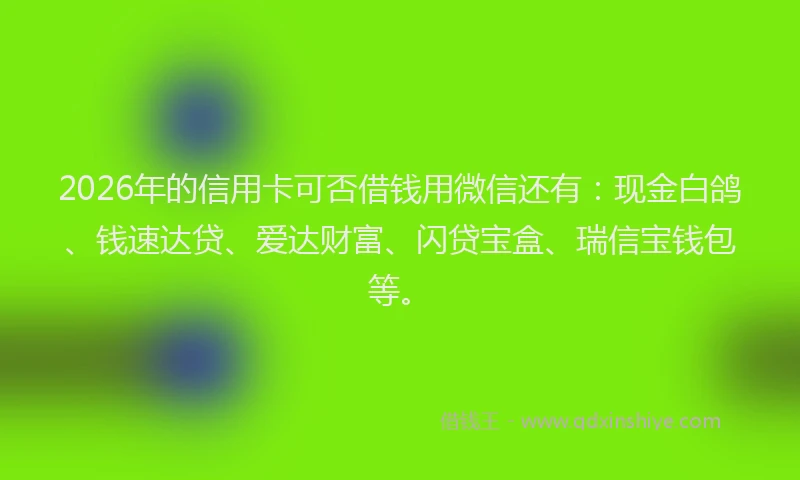 2026年的信用卡可否借钱用微信还有：现金白鸽、钱速达贷、爱达财富、闪贷宝盒、瑞信宝钱包等。