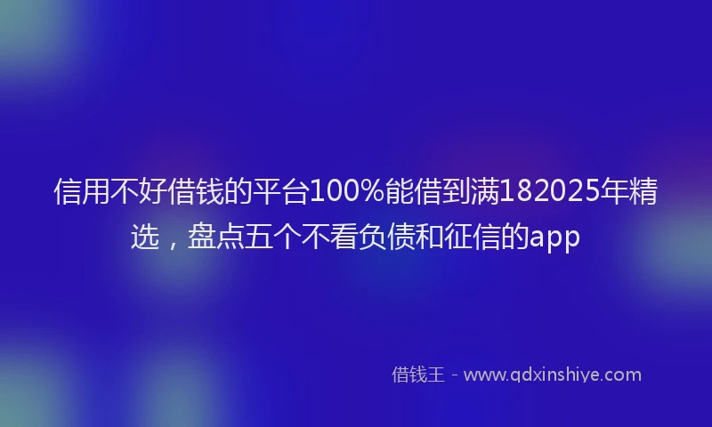 信用不好借钱的平台100%能借到满182025年精选，盘点五个不看负债和征信的app