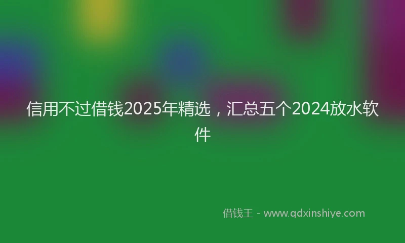 信用不过借钱2025年精选，汇总五个2024放水软件