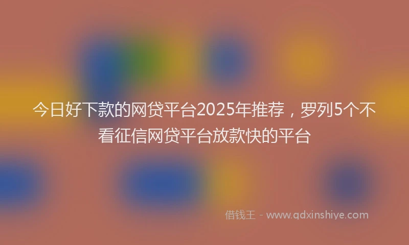 今日好下款的网贷平台2025年推荐,罗列5个不看征信网贷平台放款快的平台