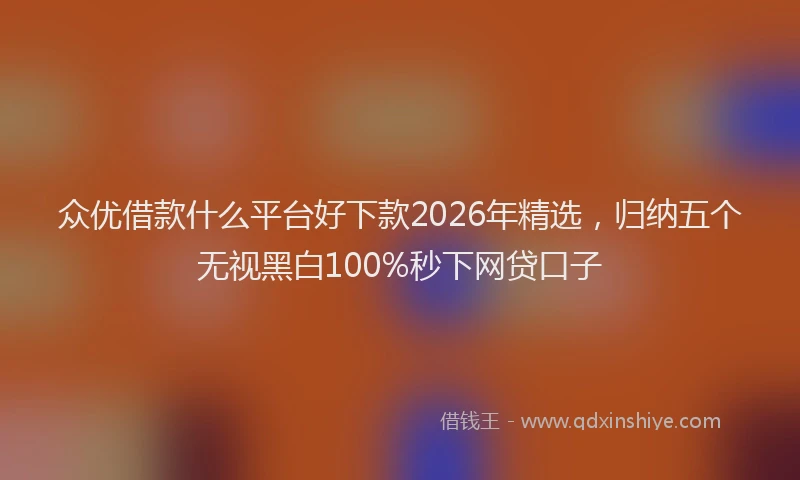众优借款什么平台好下款2026年精选，归纳五个无视黑白100%秒下网贷口子