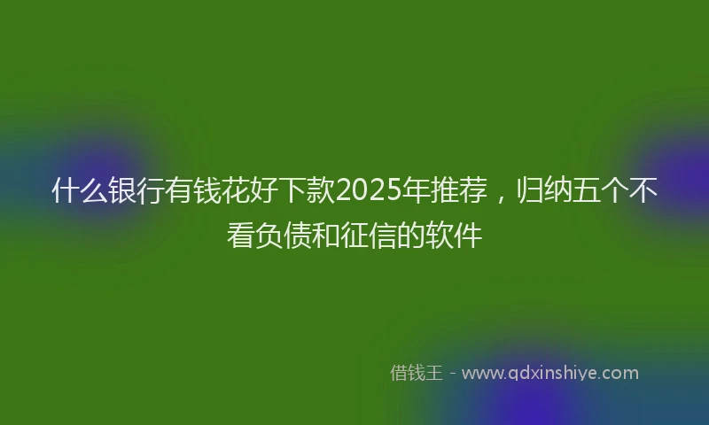 什么银行有钱花好下款2025年推荐，归纳五个不看负债和征信的软件