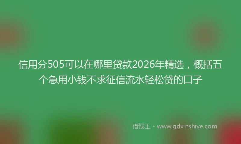 信用分505可以在哪里贷款2026年精选，概括五个急用小钱不求征信流水轻松贷的口子