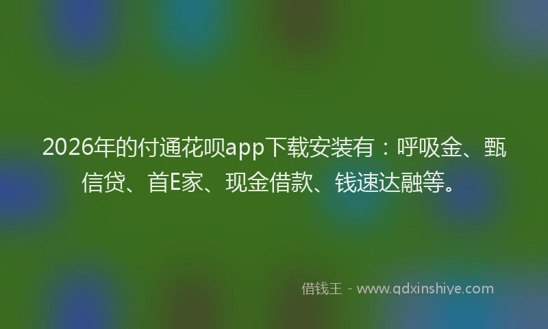 2026年的付通花呗app下载安装有：呼吸金、甄信贷、首E家、现金借款、钱速达融等。
