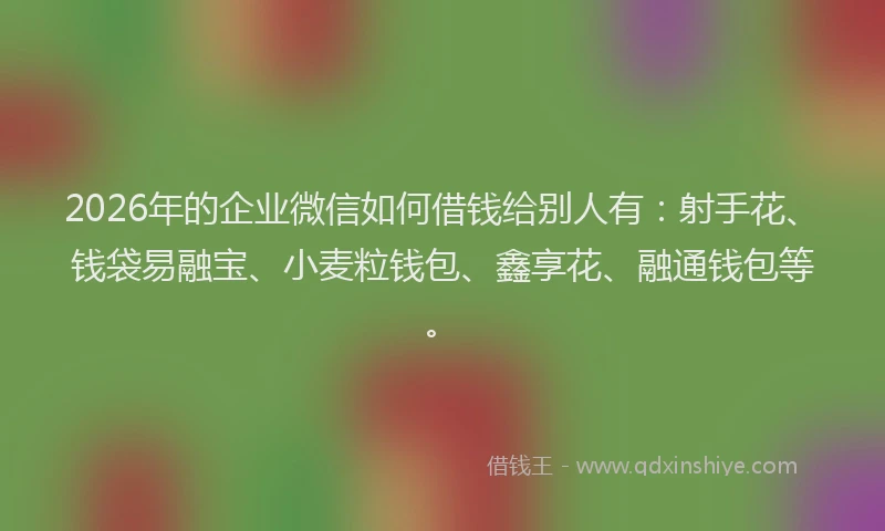 2026年的企业微信如何借钱给别人有：射手花、钱袋易融宝、小麦粒钱包、鑫享花、融通钱包等。