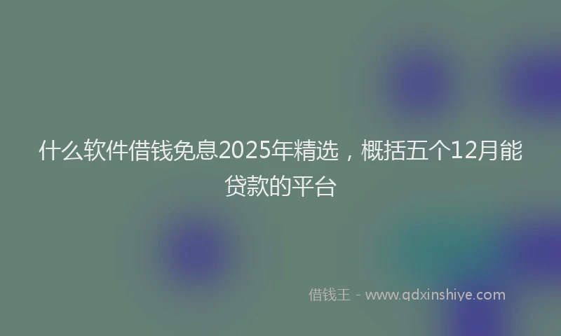 什么软件借钱免息2025年精选，概括五个12月能贷款的平台