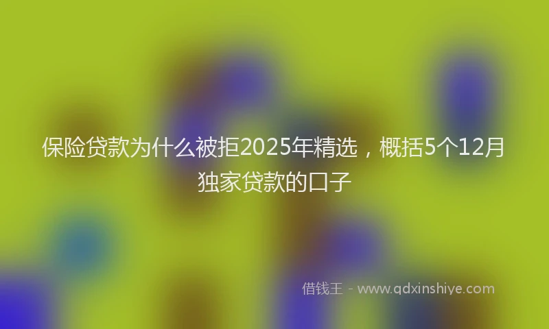 保险贷款为什么被拒2025年精选，概括5个12月独家贷款的口子