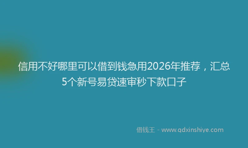 信用不好哪里可以借到钱急用2026年推荐,汇总5个新号易贷速审秒下款口子