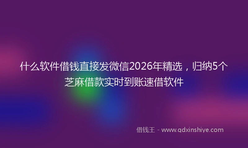 什么软件借钱直接发微信2026年精选，归纳5个芝麻借款实时到账速借软件