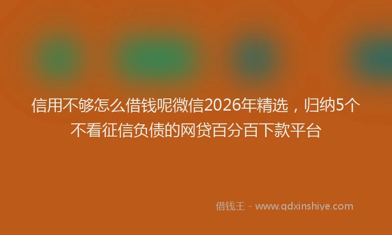 信用不够怎么借钱呢微信2026年精选,归纳5个不看征信负债的网贷百分百下款平台