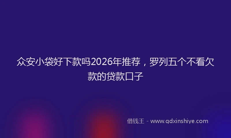 众安小袋好下款吗2026年推荐,罗列五个不看欠款的贷款口子