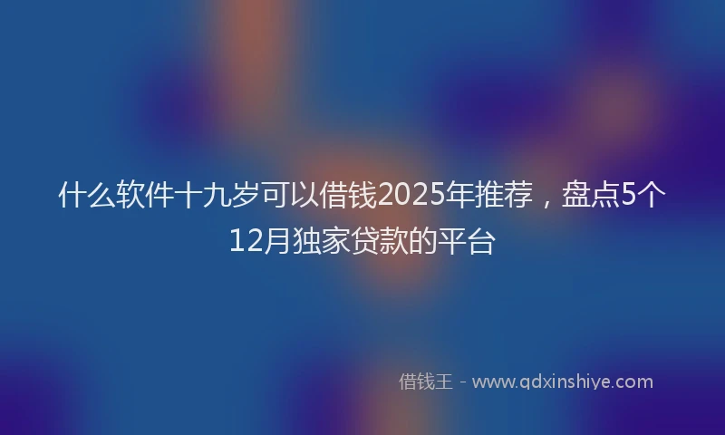什么软件十九岁可以借钱2025年推荐,盘点5个12月独家贷款的平台